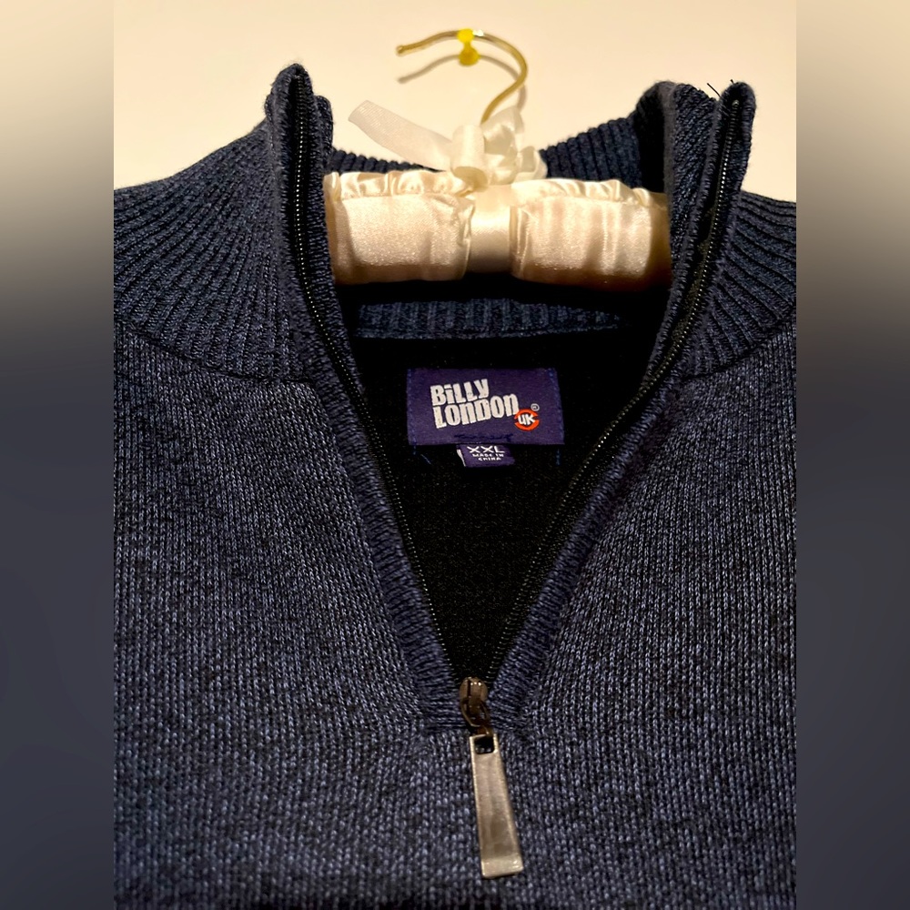 QUARTER ZIP 2XL PREPPY BLUISH GRAY LIKE NEW PULLOVER SWEATER STYLISH